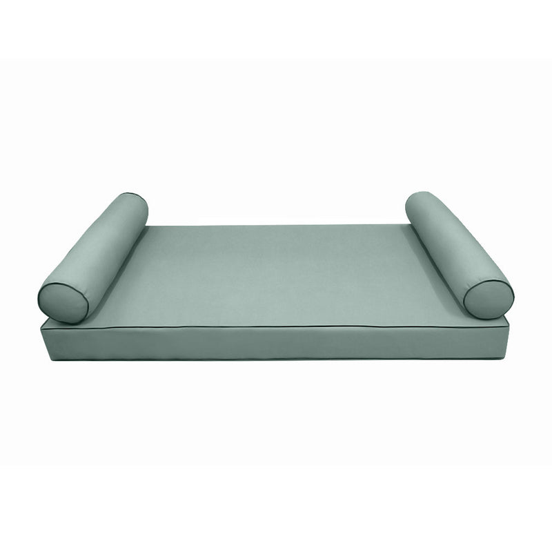 Model-5 AD002 Twin-XL Size 3PC Contrast Pipe Outdoor Daybed Mattress Cushion Bolster Pillow Complete Set