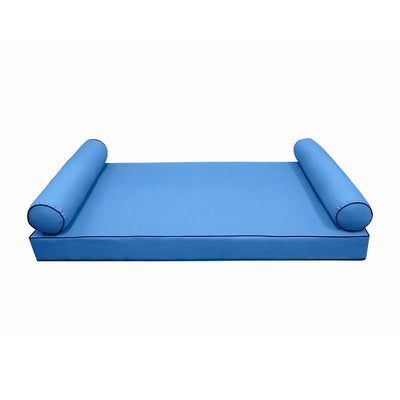 Model-5 AD102 Twin-XL Size 3PC Contrast Pipe Outdoor Daybed Mattress Cushion Bolster Pillow Complete Set