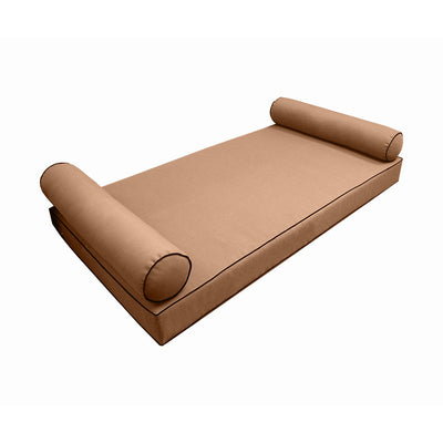 Model-5 AD104 Twin-XL Size 3PC Contrast Pipe Outdoor Daybed Mattress Cushion Bolster Pillow Complete Set