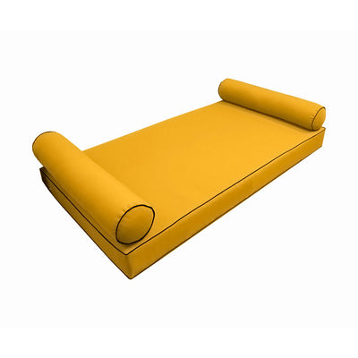 Model-5 AD108 Twin-XL Size 3PC Contrast Pipe Outdoor Daybed Mattress Cushion Bolster Pillow Complete Set