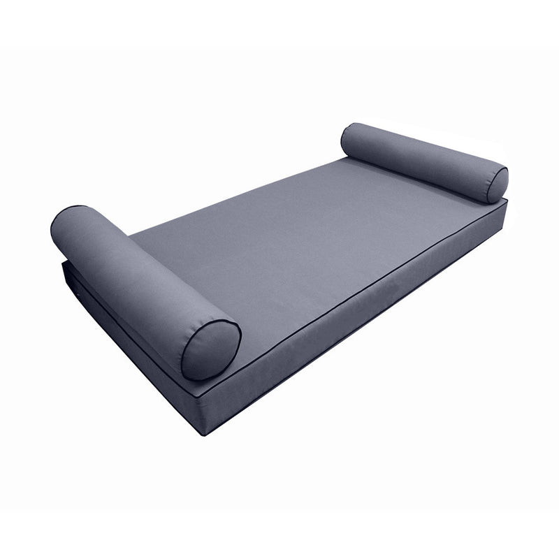 Model-5 AD001 Full Size 3PC Contrast Pipe Outdoor Daybed Mattress Cushion Bolster Pillow Complete Set