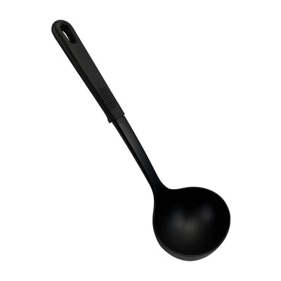 Black Nylon Ladle Cooking Serving Soup Ladle, Non Slip Handle, Heat Resistant