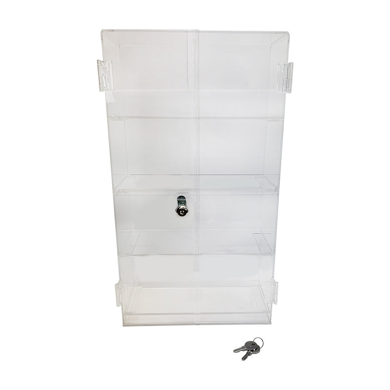 4-Compartment Clear Acrylic Countertop Display Case Locking Cabinet,Fixed Shelving