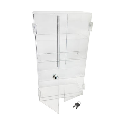 4-Compartment Clear Acrylic Countertop Display Case Locking Cabinet,Fixed Shelving