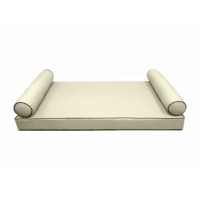 Model-5 AD005 Full Size 3PC Contrast Pipe Outdoor Daybed Mattress Cushion Bolster Pillow Complete Set