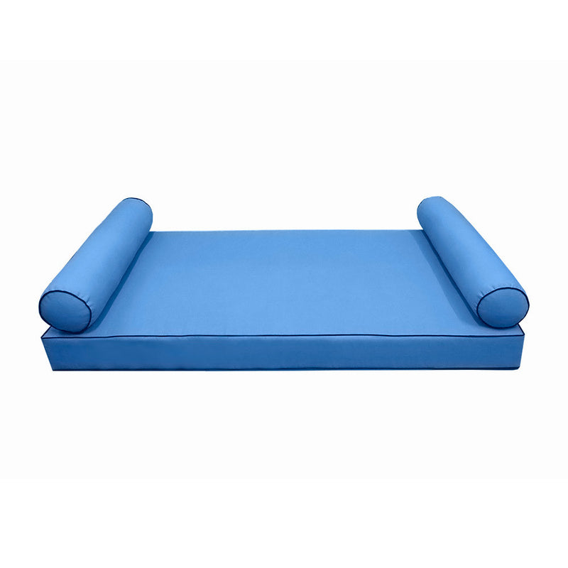 Model-5 AD102 Full Size 3PC Contrast Pipe Outdoor Daybed Mattress Cushion Bolster Pillow Complete Set