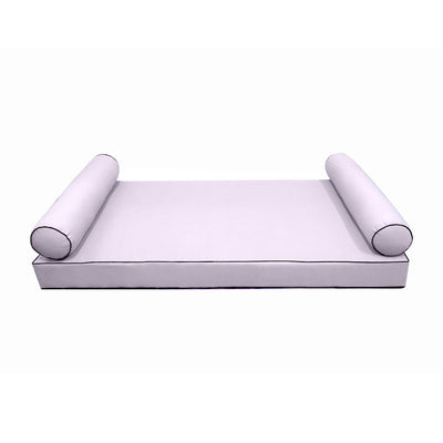 Model-5 AD107 Full Size 3PC Contrast Pipe Outdoor Daybed Mattress Cushion Bolster Pillow Complete Set