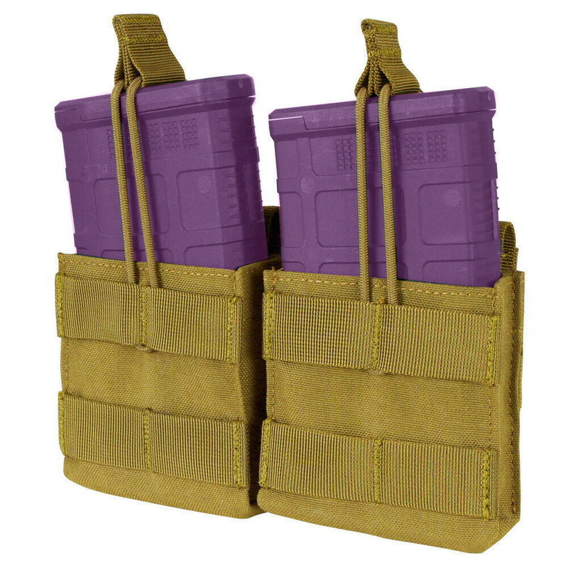 Tactical Double 7.62 .308 Open Top Magazine Bungee Mag Pouch / COYOTE