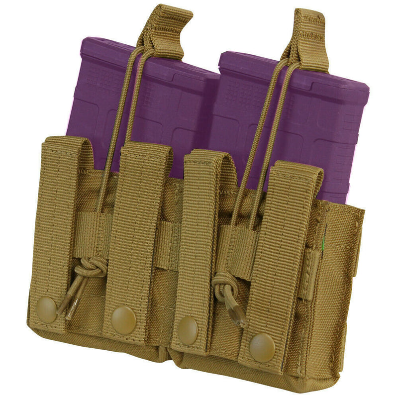 Tactical Double 7.62 .308 Open Top Magazine Bungee Mag Pouch / COYOTE