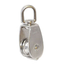 Marine T316 Stainless Steel 1-1/4" Single Sheave Swivel Eye Pulley Rigging Hoist Lift 500 Lbs WLL For 5/16" Wire Rope