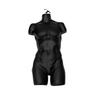 Male Molded Black Hanging Torso Form Half Round Torso Body Mannequin Form, 34"H