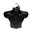 Male Molded Black Hanging T-Shirt Form Body Mannequin Torso Display, 23"H
