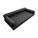 Model-6 AD003 Crib Size 4PC Piped Trim Outdoor Daybed Mattress Cushion Bolster Pillow Complete Set
