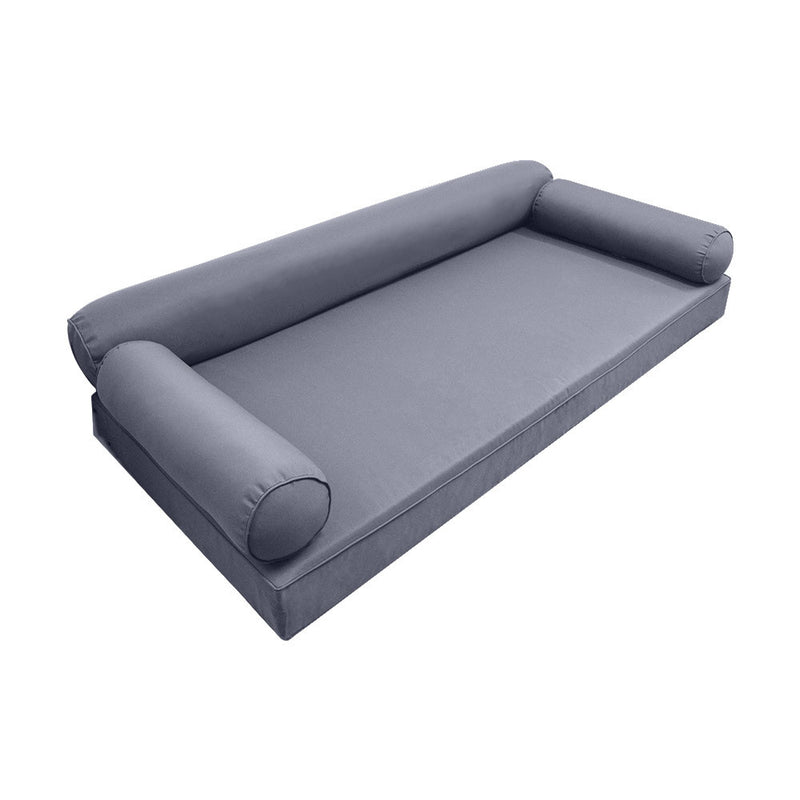 Model-6 AD001 Twin Size 4PC Piped Trim Outdoor Daybed Mattress Cushion Bolster Pillow Complete Set