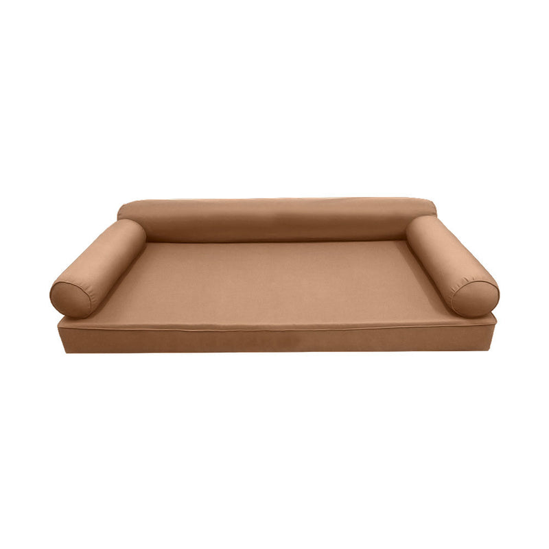 Model-6 AD104 Twin Size 4PC Piped Trim Outdoor Daybed Mattress Cushion Bolster Pillow Complete Set