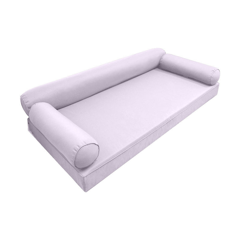 Model-6 AD107 Twin Size 4PC Piped Trim Outdoor Daybed Mattress Cushion Bolster Pillow Complete Set