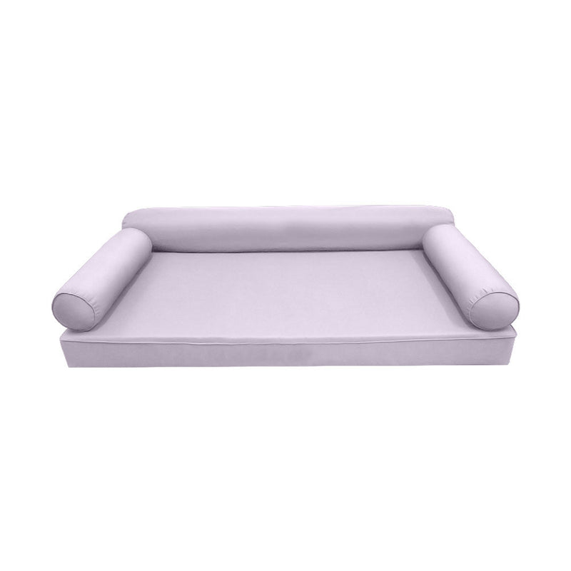 Model-6 AD107 Twin Size 4PC Piped Trim Outdoor Daybed Mattress Cushion Bolster Pillow Complete Set