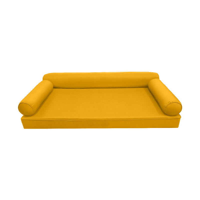 Model-6 AD108 Twin Size 4PC Piped Trim Outdoor Daybed Mattress Cushion Bolster Pillow Complete Set