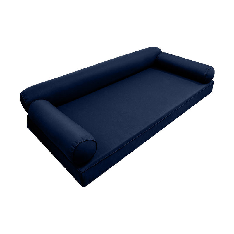 Model-6 AD101 Twin-XL Size 4PC Piped Trim Outdoor Daybed Mattress Cushion Bolster Pillow Complete Set
