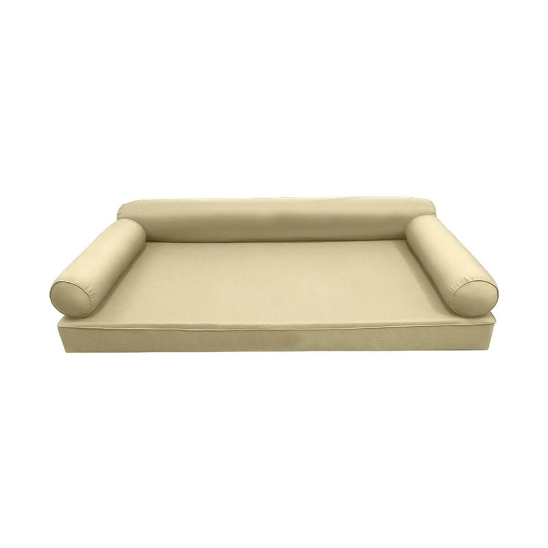 Model-6 AD103 Twin-XL Size 4PC Piped Trim Outdoor Daybed Mattress Cushion Bolster Pillow Complete Set