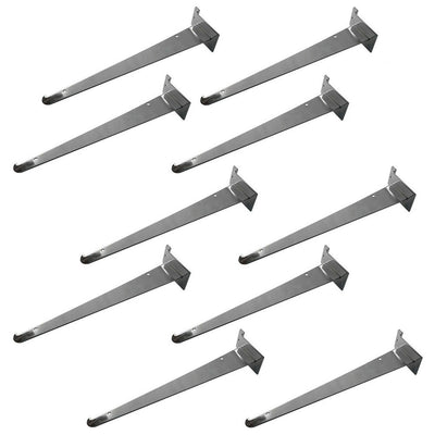 10" Slatwall Shelf Bracket, Chrome, Hanger Display Panel Shelf 10 Pc Set