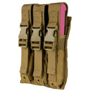 Coyote MOLLE Buckled Closure Triple Airsoft MP5 .22/9mm Magazine Mag Pouch