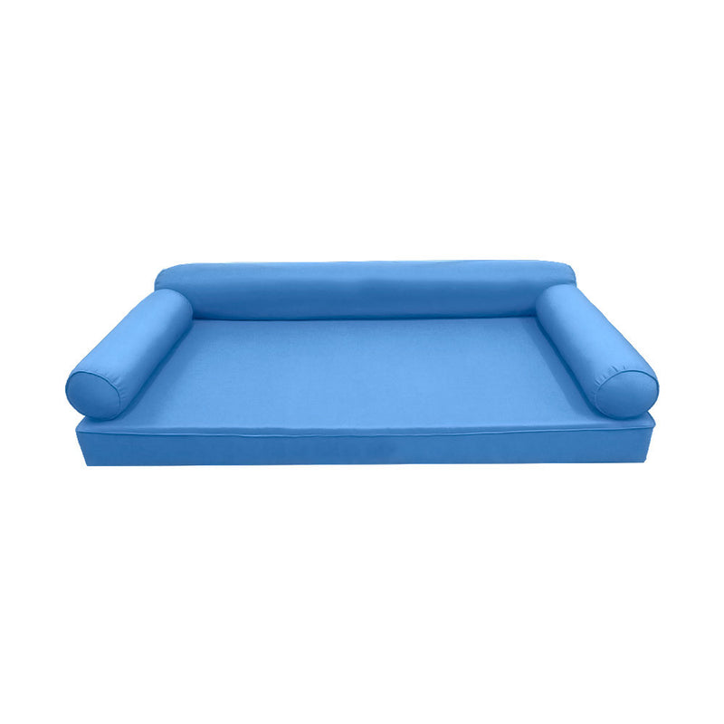Model-6 AD102 Queen Size 4PC Piped Trim Outdoor Daybed Mattress Cushion Bolster Pillow Complete Set