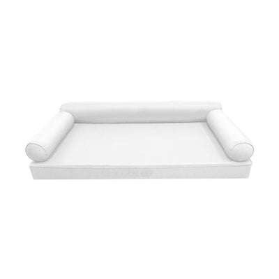 Model-6 AD106 Queen Size 4PC Piped Trim Outdoor Daybed Mattress Cushion Bolster Pillow Complete Set
