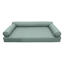 Model-6 AD002 Crib Size 4PC Contrast Piped Outdoor Daybed Mattress Cushion Bolster Pillow Complete Set