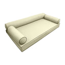 Model-6 AD005 Crib Size 4PC Contrast Piped Outdoor Daybed Mattress Cushion Bolster Pillow Complete Set
