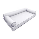 Model-6 AD105 Crib Size 4PC Contrast Piped Outdoor Daybed Mattress Cushion Bolster Pillow Complete Set