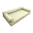 Model-6 AD005 Twin Size 4PC Contrast Piped Outdoor Daybed Mattress Cushion Bolster Pillow Complete Set