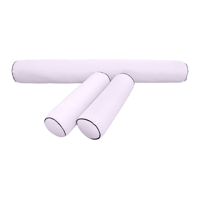 Model-6 AD107 Twin-XL Size 4PC Contrast Piped Outdoor Daybed Mattress Cushion Bolster Pillow Complete Set