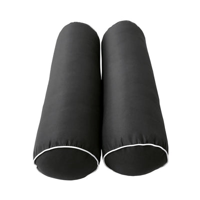 Model-6 AD003 Full Size 4PC Contrast Piped Outdoor Daybed Mattress Cushion Bolster Pillow Complete Set