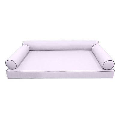 Model-6 AD107 Full Size 4PC Contrast Piped Outdoor Daybed Mattress Cushion Bolster Pillow Complete Set