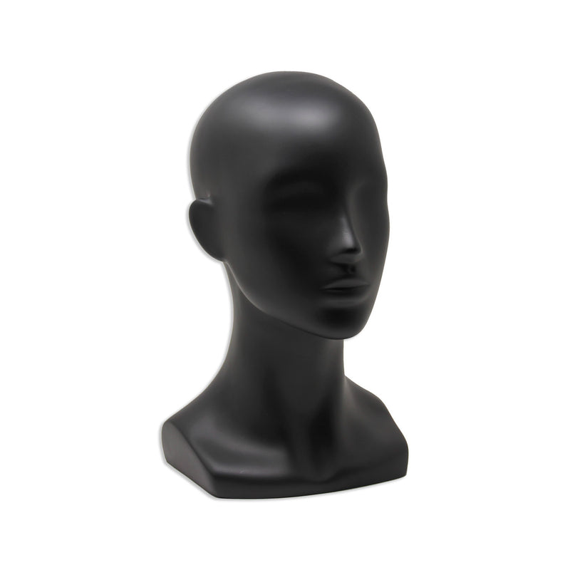 13"H Black Female Head Mannequin for Display Wigs,Hats,Headphone,Mask,Sunglasses