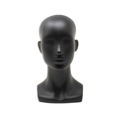 13"H Black Female Head Mannequin for Display Wigs,Hats,Headphone,Mask,Sunglasses