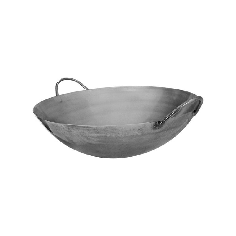 16" Carbon Steel Cantonese Style Wok Pan Gourmet Chef Frying Pan, Double Handle