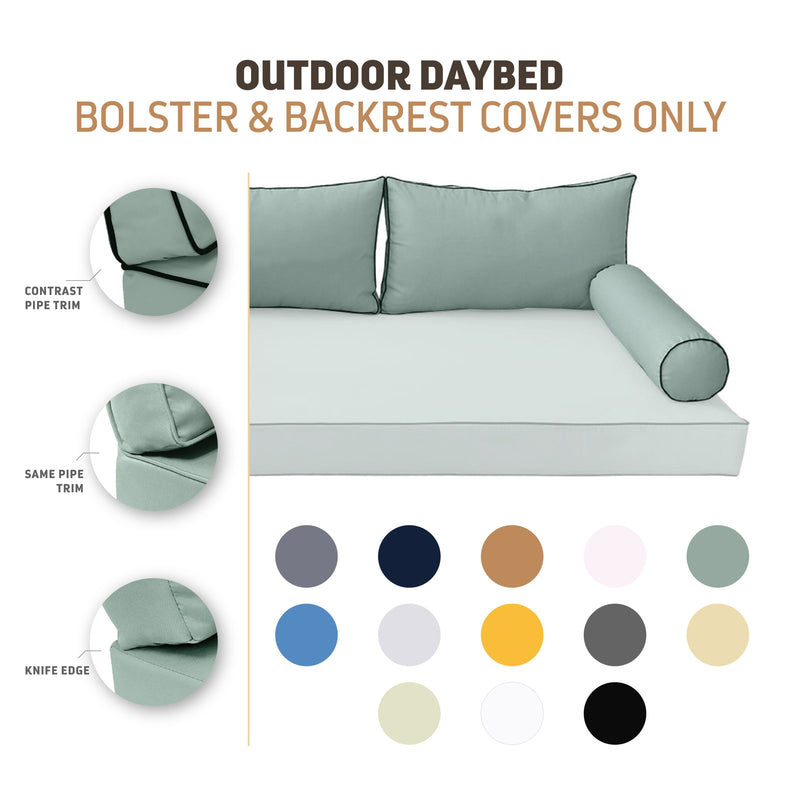 Model-2 CRIB SIZE Bolster & Back Pillow Cushion Outdoor SLIP COVER ONLY