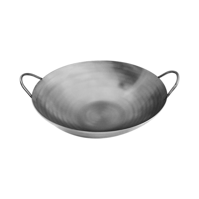 30" Carbon Steel Cantonese Style Wok Pan Gourmet Chef Frying Pan, Double Handle