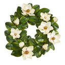 23” Spring Botanical Artificial Magnolia Wreath, Real Touch Silk Floral Farmhouse Door Wreath, Lifelike Magnolia Blossoms for Front Door, Wall Décor & Seasonal Home Decoration