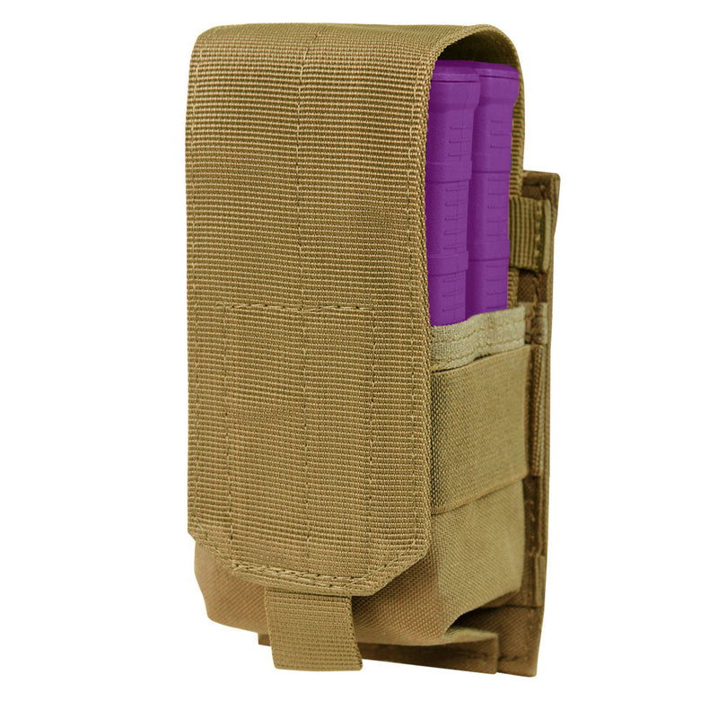 MOLLE Tactical NATO .308 or 7.62 Single Rifle Magazine Pouch Close Flap-COYOTE