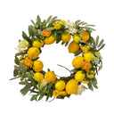 22” Artificial Mixed Floral & Lemon Wreath, Botanical Silk Flower Front Door Wreath with Faux Lemons, Farmhouse Spring Summer Wall Décor for Home & Kitchen