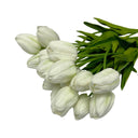 18 Pcs Artificial White Tulips 15” Real Touch Foam Tulip Bundle, Lifelike Silk Floral Stems for Home Décor, Wedding Centerpieces, Spring Arrangements & Table Vase Display