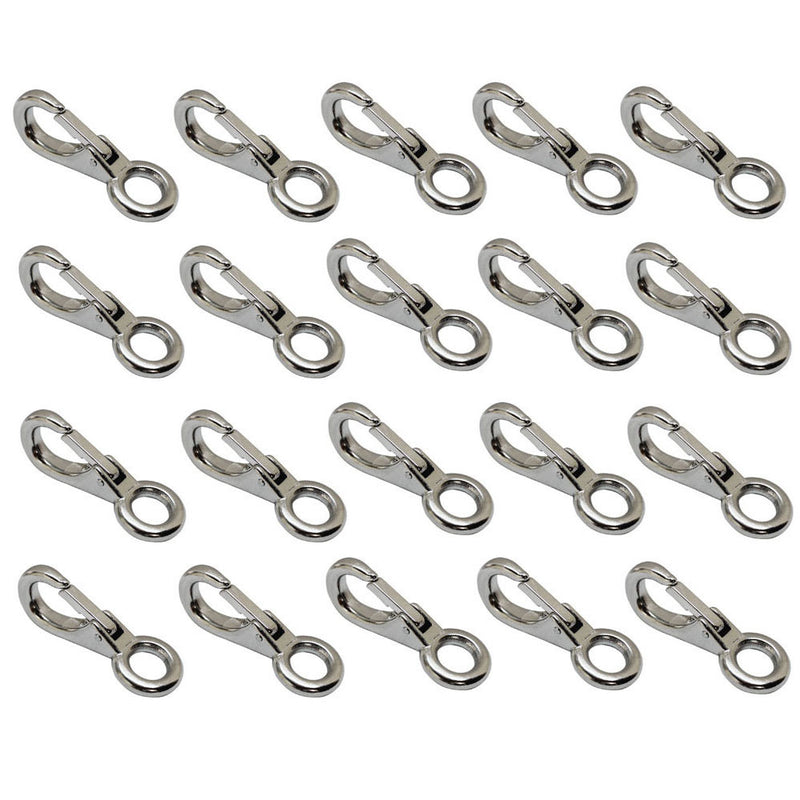20 PC Stainless Steel 3/4" Marine Boat Fixed Eye Fast Snap Hook Key Chain 330 LB