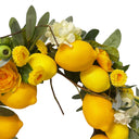 22” Artificial Mixed Floral & Lemon Wreath, Botanical Silk Flower Front Door Wreath with Faux Lemons, Farmhouse Spring Summer Wall Décor for Home & Kitchen