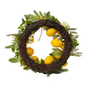 22” Artificial Mixed Floral & Lemon Wreath, Botanical Silk Flower Front Door Wreath with Faux Lemons, Farmhouse Spring Summer Wall Décor for Home & Kitchen