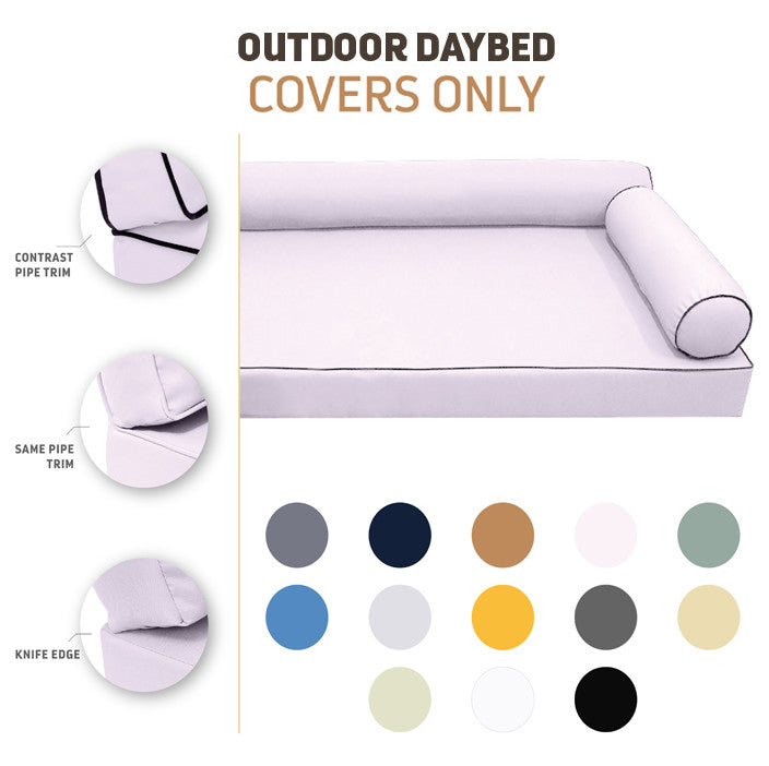 Model-6 Twin-XL Size (80" x 39" x 6") Outdoor Daybed Mattress Bolster Backrest Cushion Pillow |COVERS ONLY|