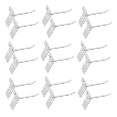 4" Slatwall Hooks, Gloss White, Hanger Display Panel Hooks Wire Metal 12Pc Set