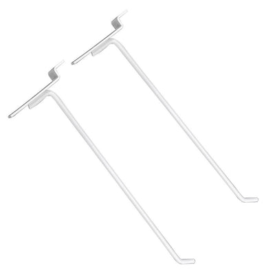 10" Slatwall Hooks,White,Hanger Display,Display Panel Hooks Wire Metal 12 Pc Set